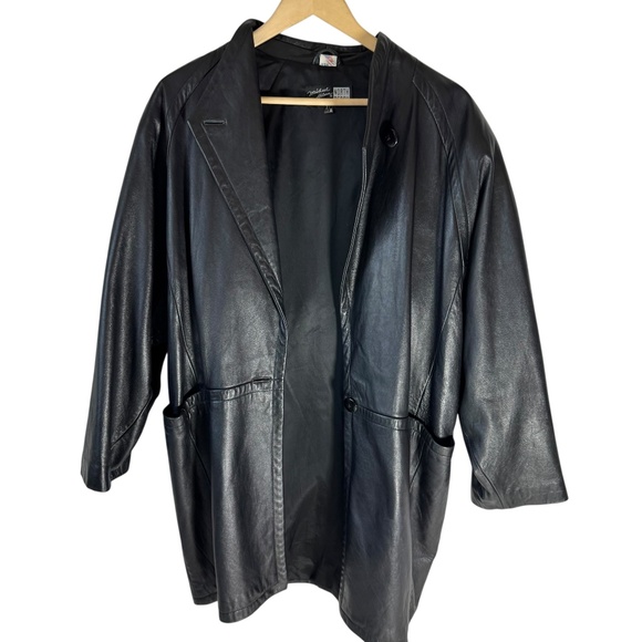 Michael Hoban North Beach Leather VTG Shawl Collar Single Button Jacket Sz 7/8 - Picture 1 of 10